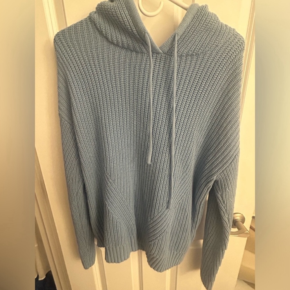 Style & Co. Blue Knit Hoodie Sweatshirt